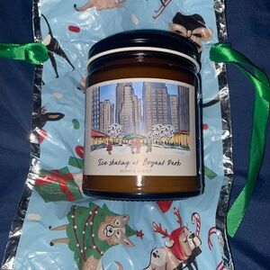 Set: Ice Skating at Bryant Park Candle and New York Brooklyn sweatshirt